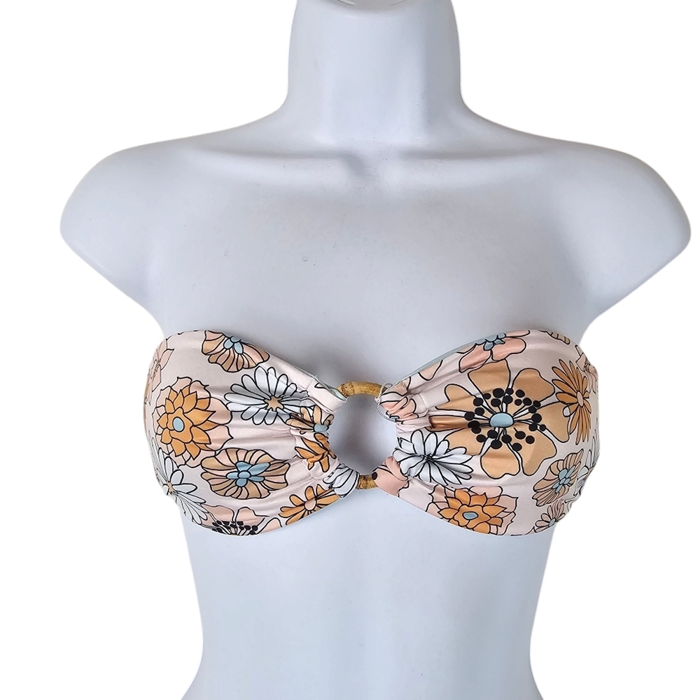 NWT Mahina Swim Floral Bandeau Bikini Top XS Handmade Bali